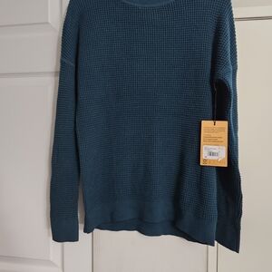 Teal Waffle Knit Women's Sweater